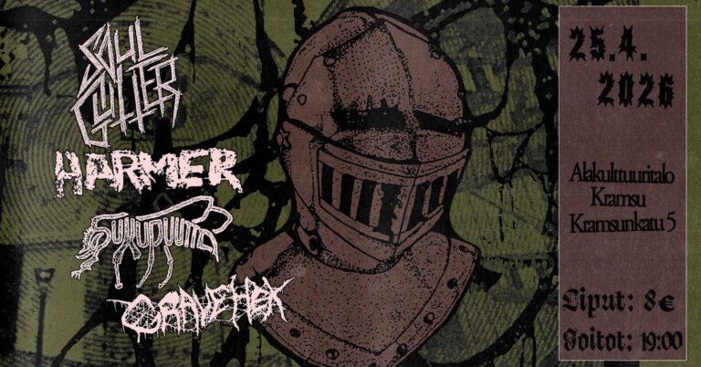 25.4.2026 | Soul Gutter, Harmer, Grave Hex & Sukupuutto