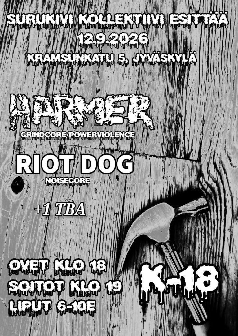 12.9.2026 | Surukivi kollektiivi esittää: Harmer, Riot Dog