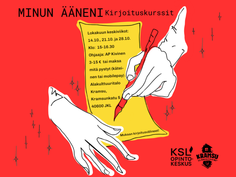 14.–28.10.2026 | MINUN ÄÄNENI – kirjoituskurssit